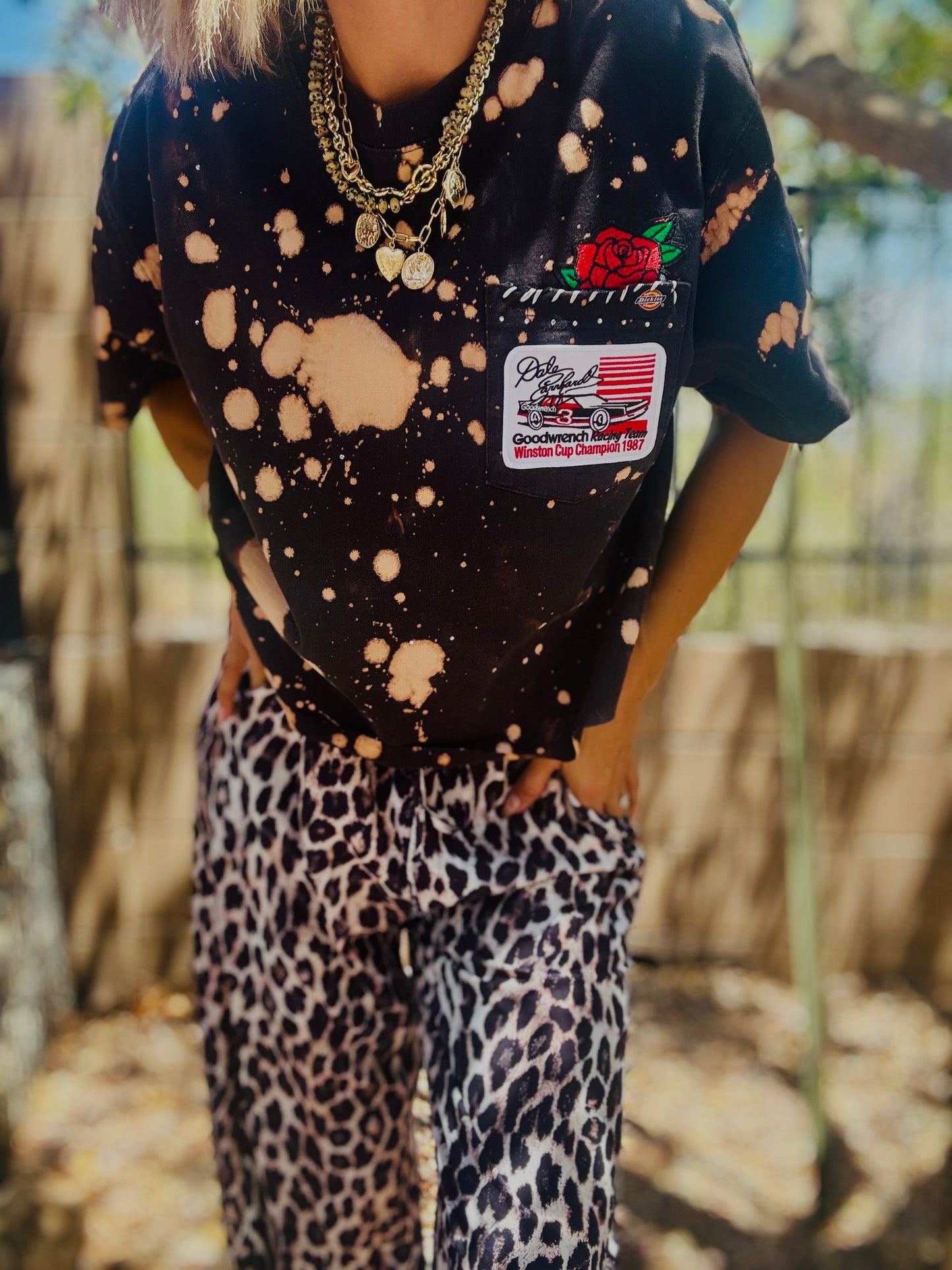 TEE-  red race babe  -HUSBAND POCKET SHIRT - MEDIUM