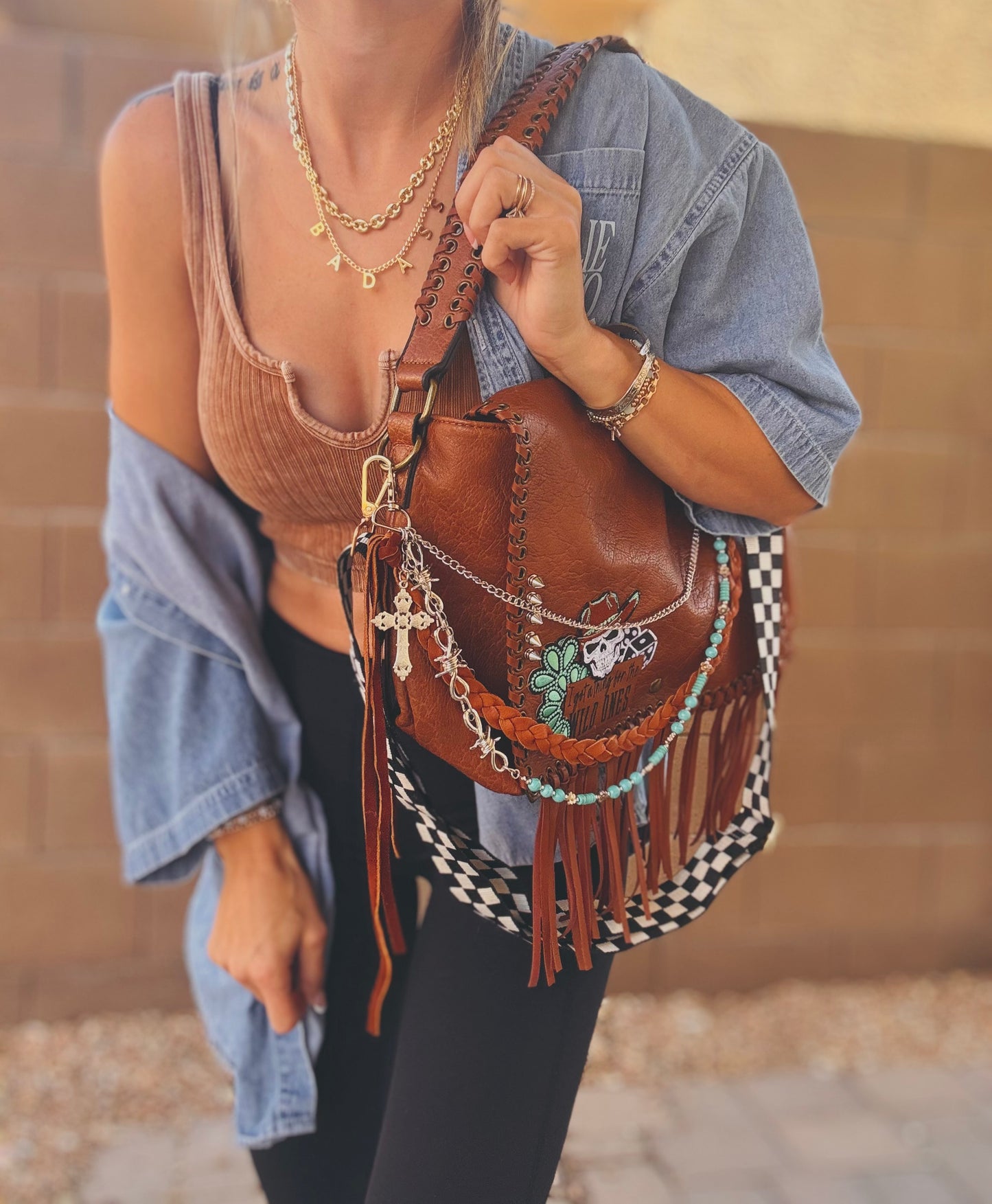 FC-wild ones turquoise skull* - crossbody strap included** The Jerome**