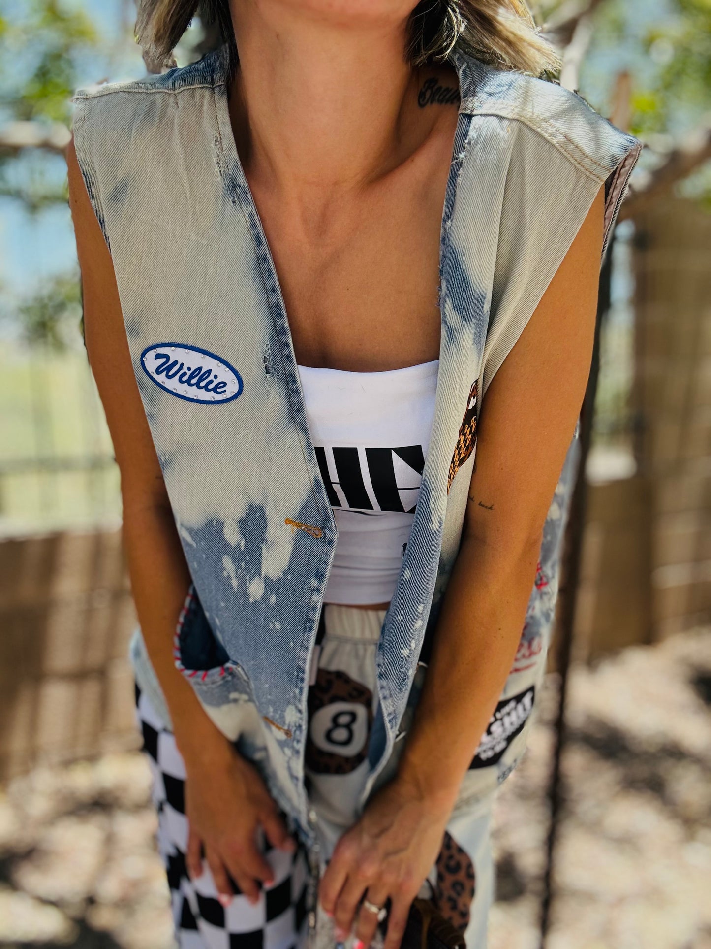 RTS-REBEL BABE EDGY AND DISTRESSED ONE OF A KIND -Slouchy DENIM VEST