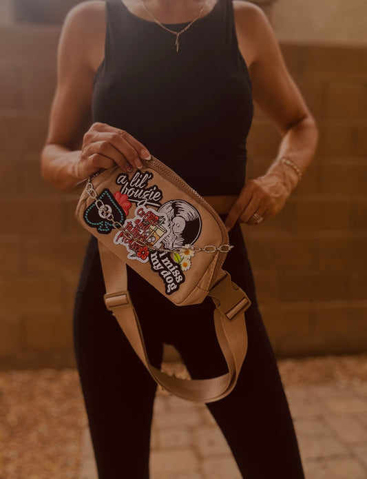 BB- coffee and tattoos - taupe  BELT BAG