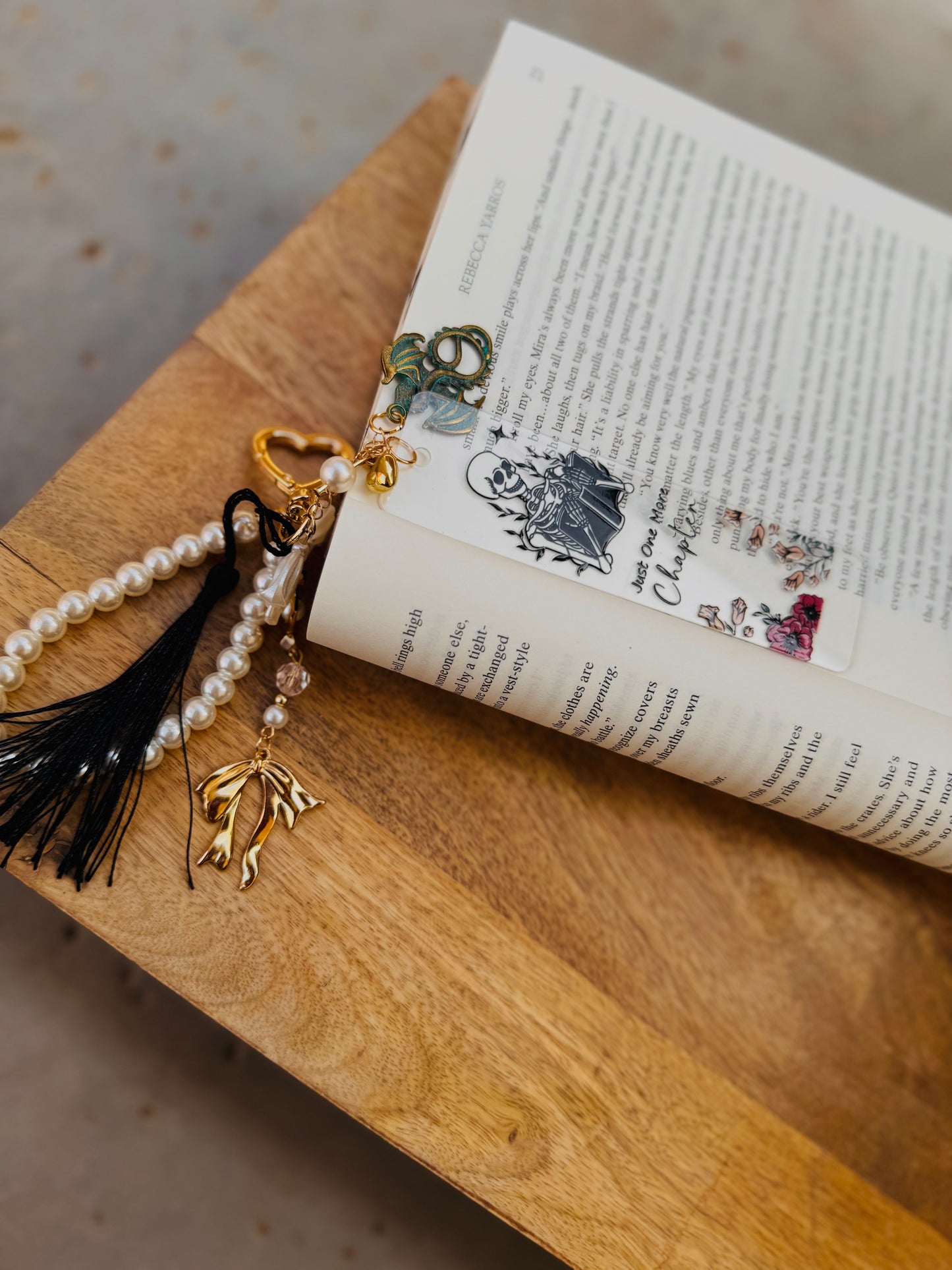 BBC- just one more chapter skeleton with floral+ dragon charm￼