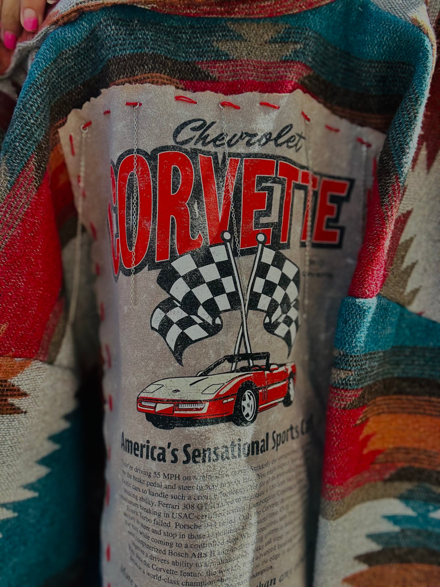 CD-retro car jacket - Size Small thick Aztec blanket loose crop fit