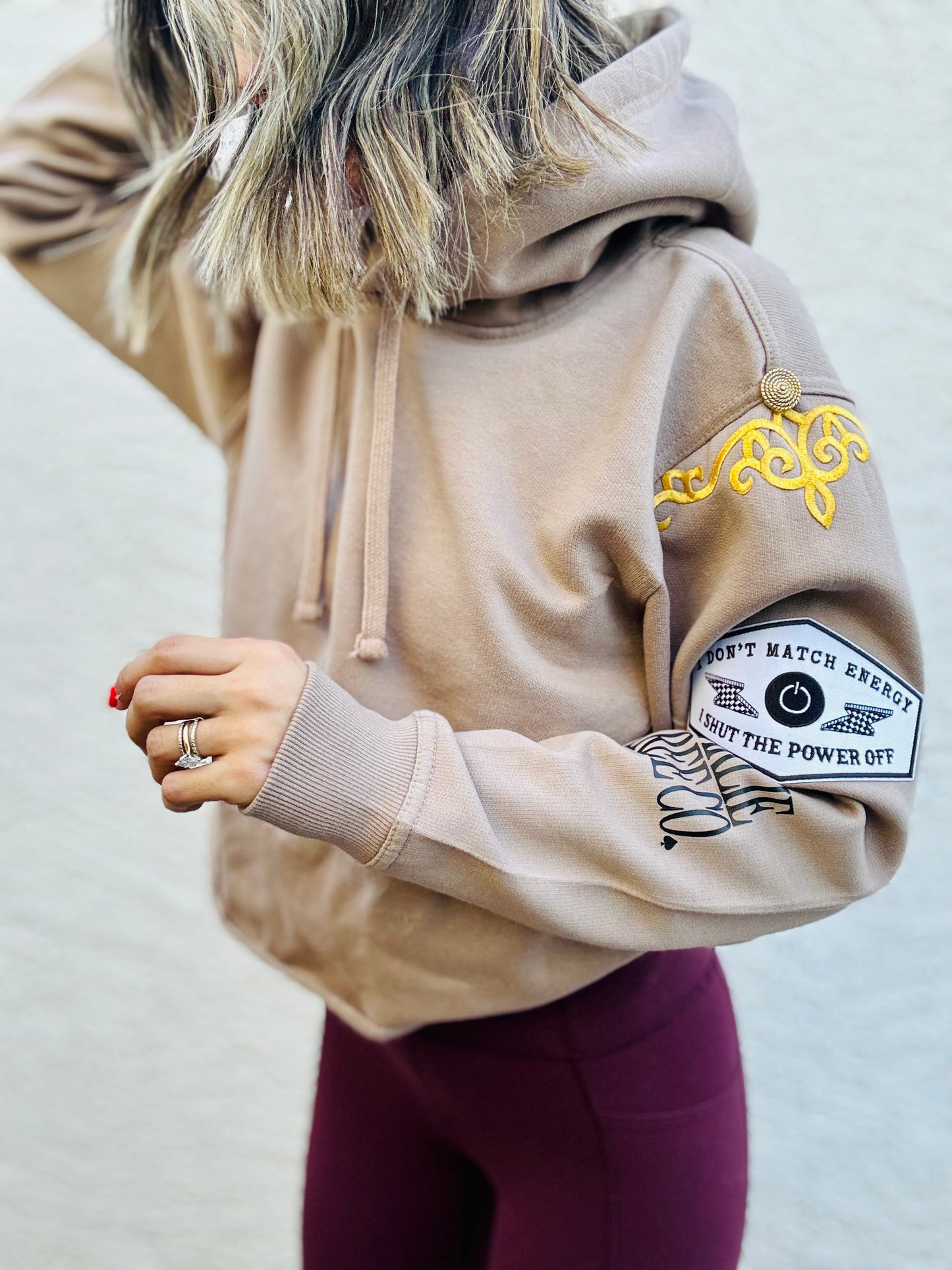 BBH-Betty Button Hoodie-Tan MATCH ENERGY