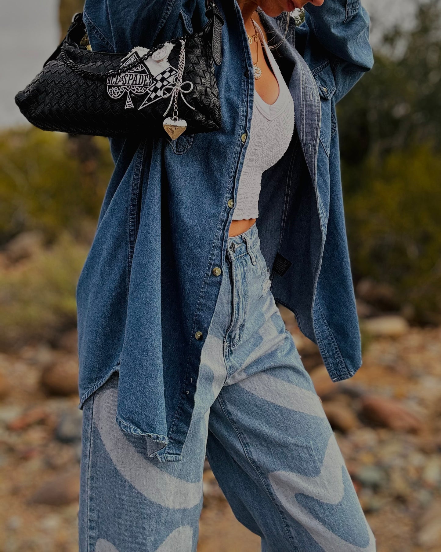 NY- Ace of spades #5 button + 2-1 straps shoulder and crossbody *The Hayden*