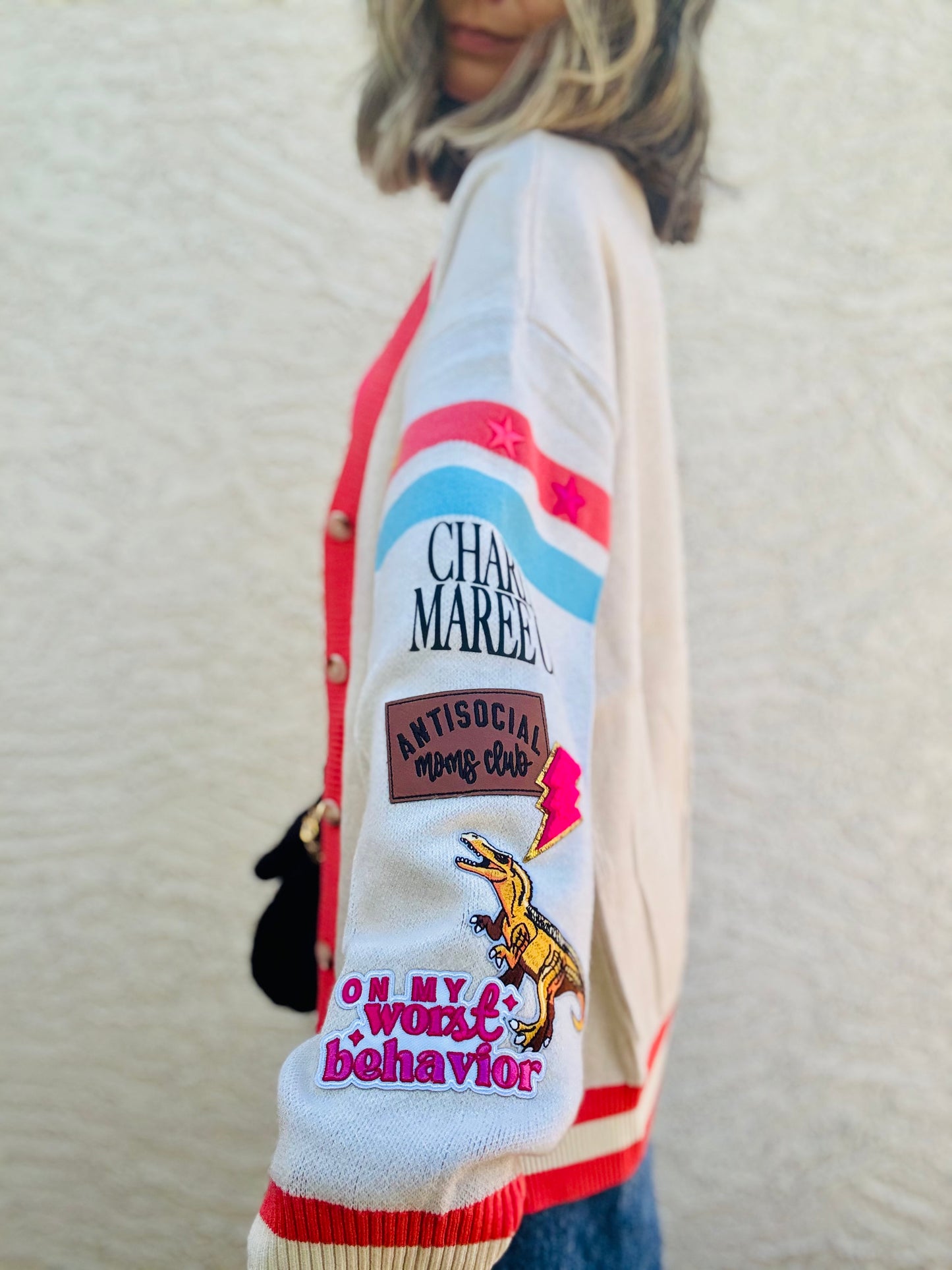 BBH-CHERRY BOMBER CARDIGAN +Dino baddie   +￼ CM CO. babes