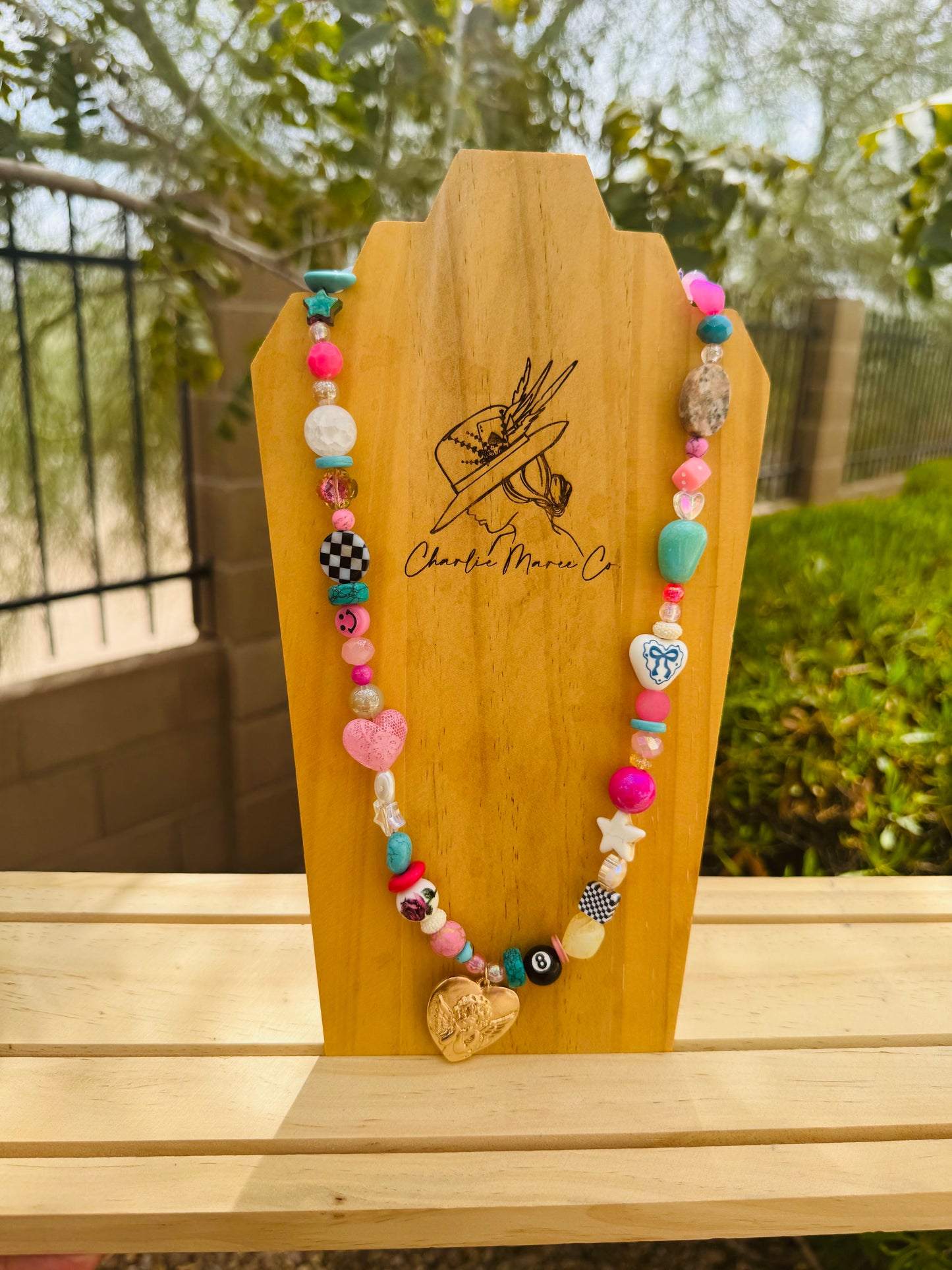 NC-vintage angel    +Handmade chunky beaded necklace