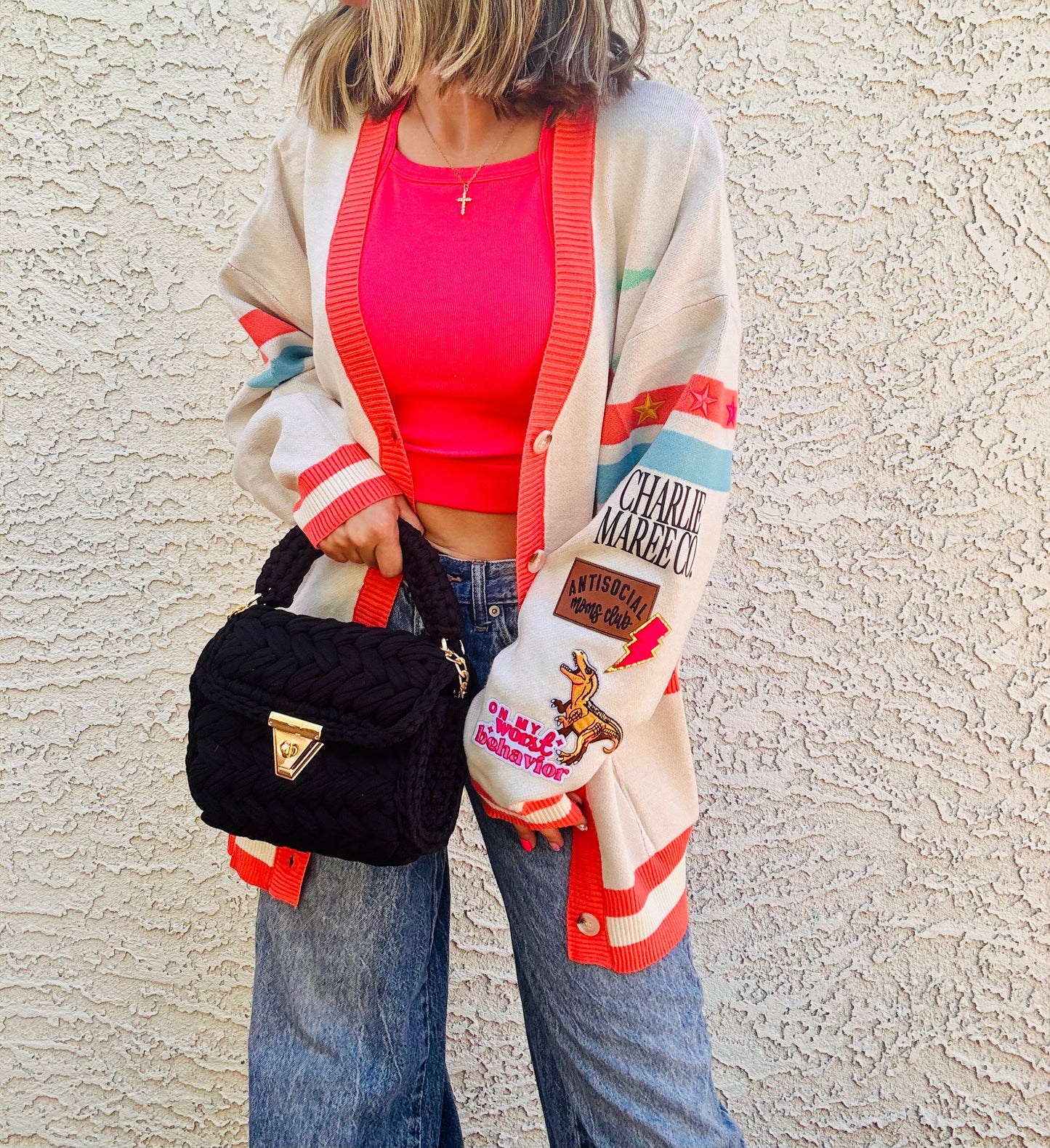 BBH-CHERRY BOMBER CARDIGAN +Dino baddie   +￼ CM CO. babes