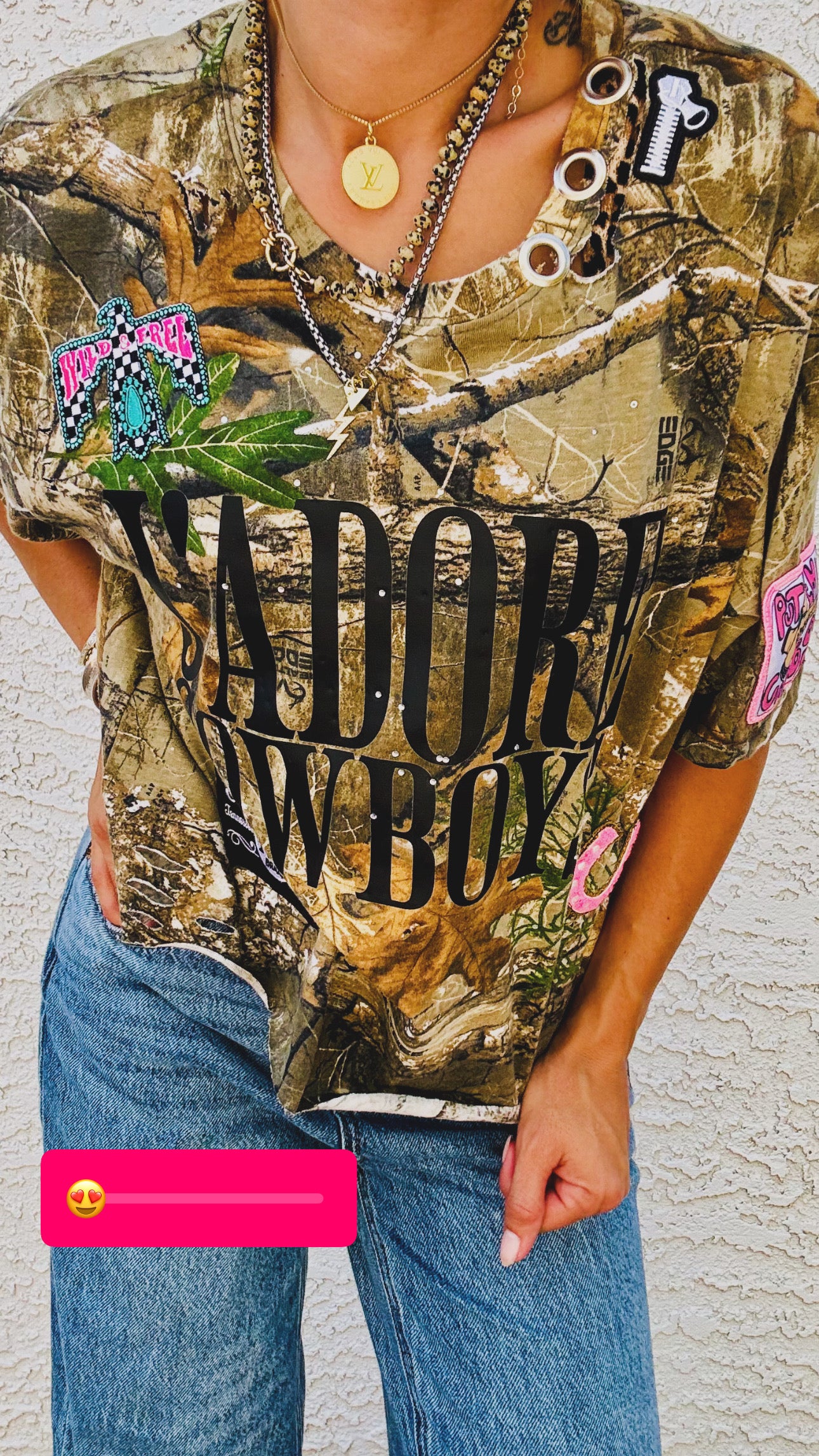 TEE-JDORE COWBOYS PINK BABE - DAD TEE LARGE