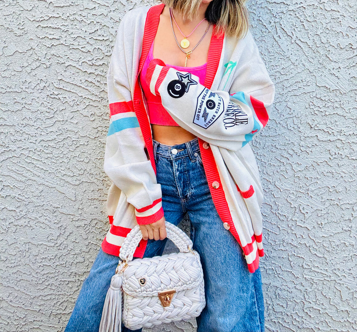 BBH-CHERRY BOMBER CARDIGAN + match energyl-CM CO. babes