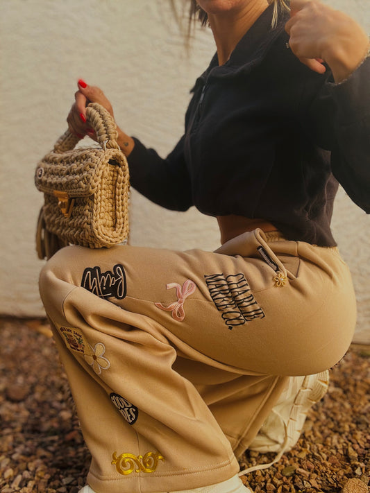 BBH-Button Betty Sweatpants- 1 TAN - uh oh see description