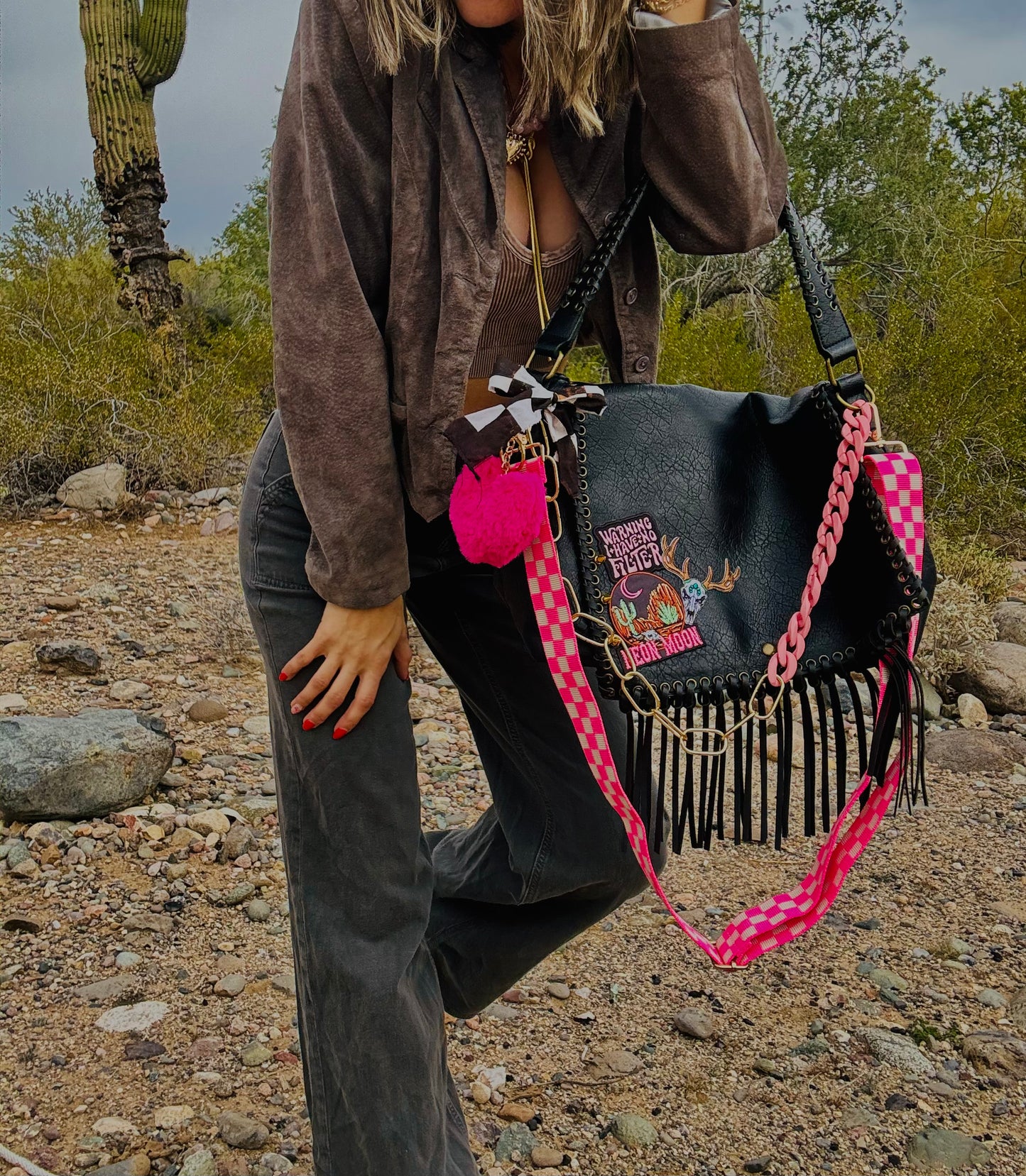 XO-neon moon pink no filter - crossbody strap included** The Jerome**