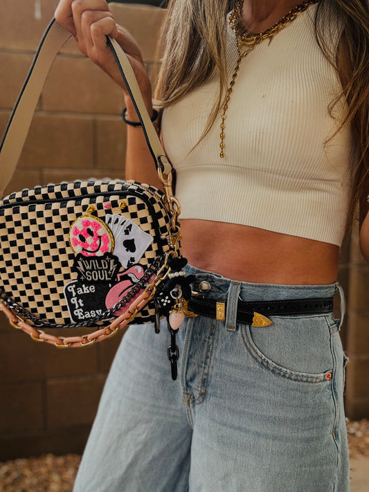 BF- DUAL take it easy + wild soul vintage black checkered premium OG+ PAGE BAG