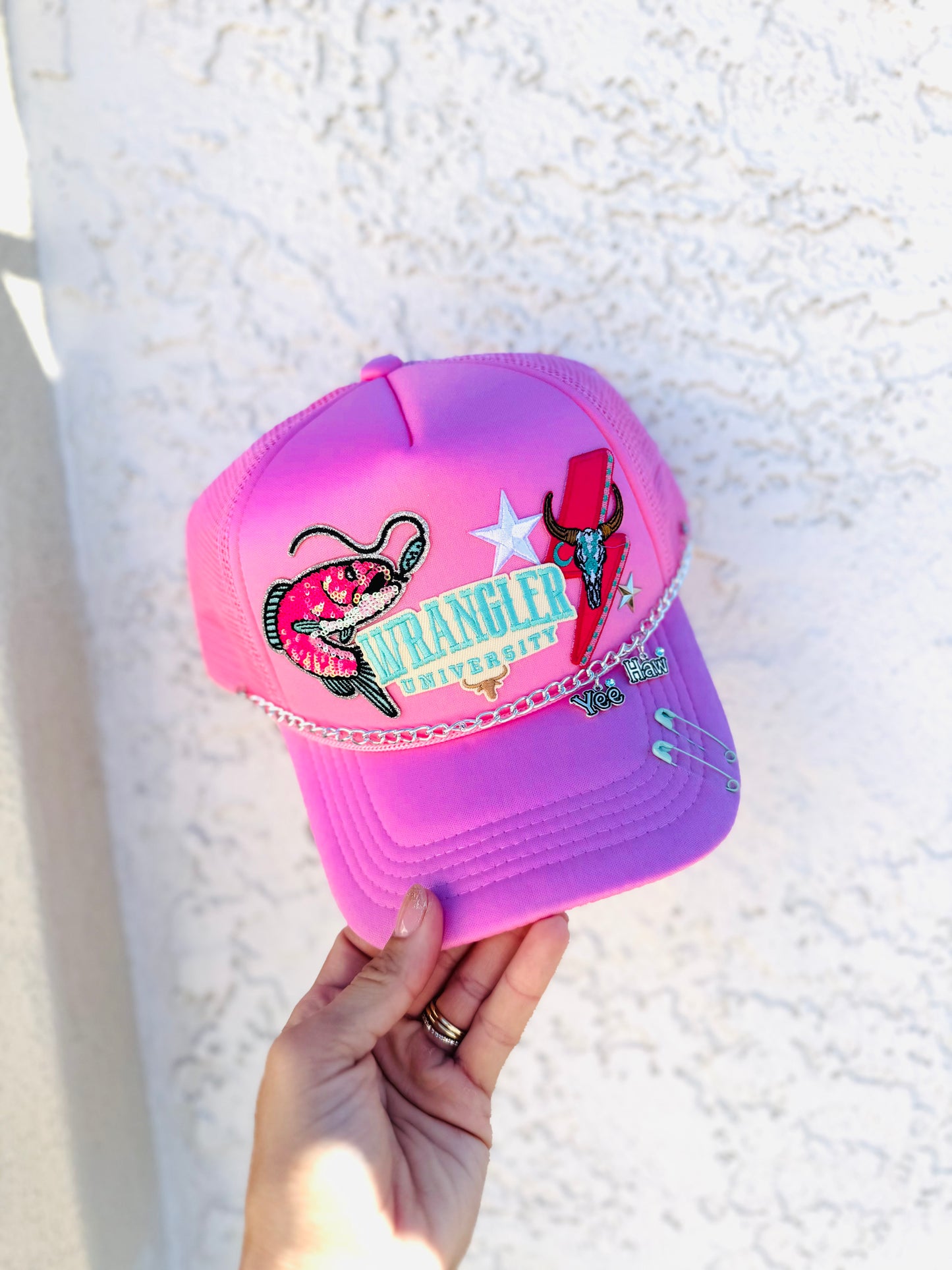 PT-turquoise wrangler U + upgraded handmade chain by cm co.  +Traditional foam SnapBack trucker