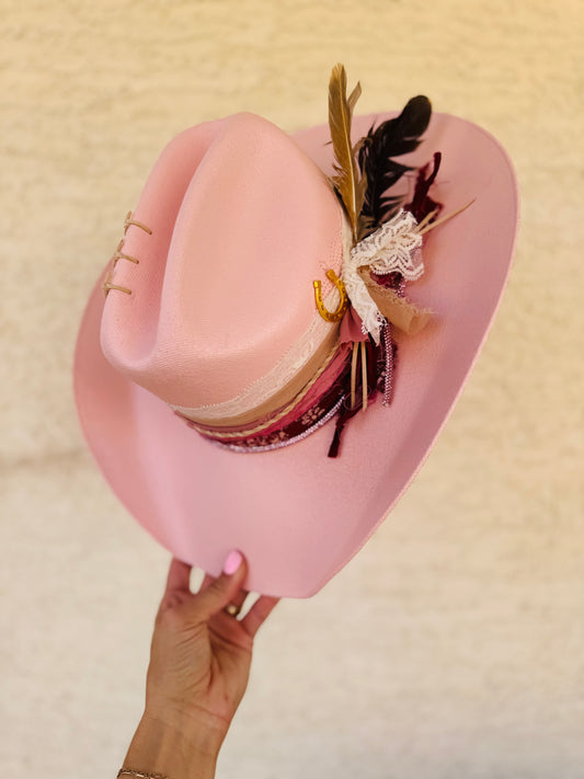 CB- Bombshell PINK BRIM- CLASSIC STRAW COWGIRL