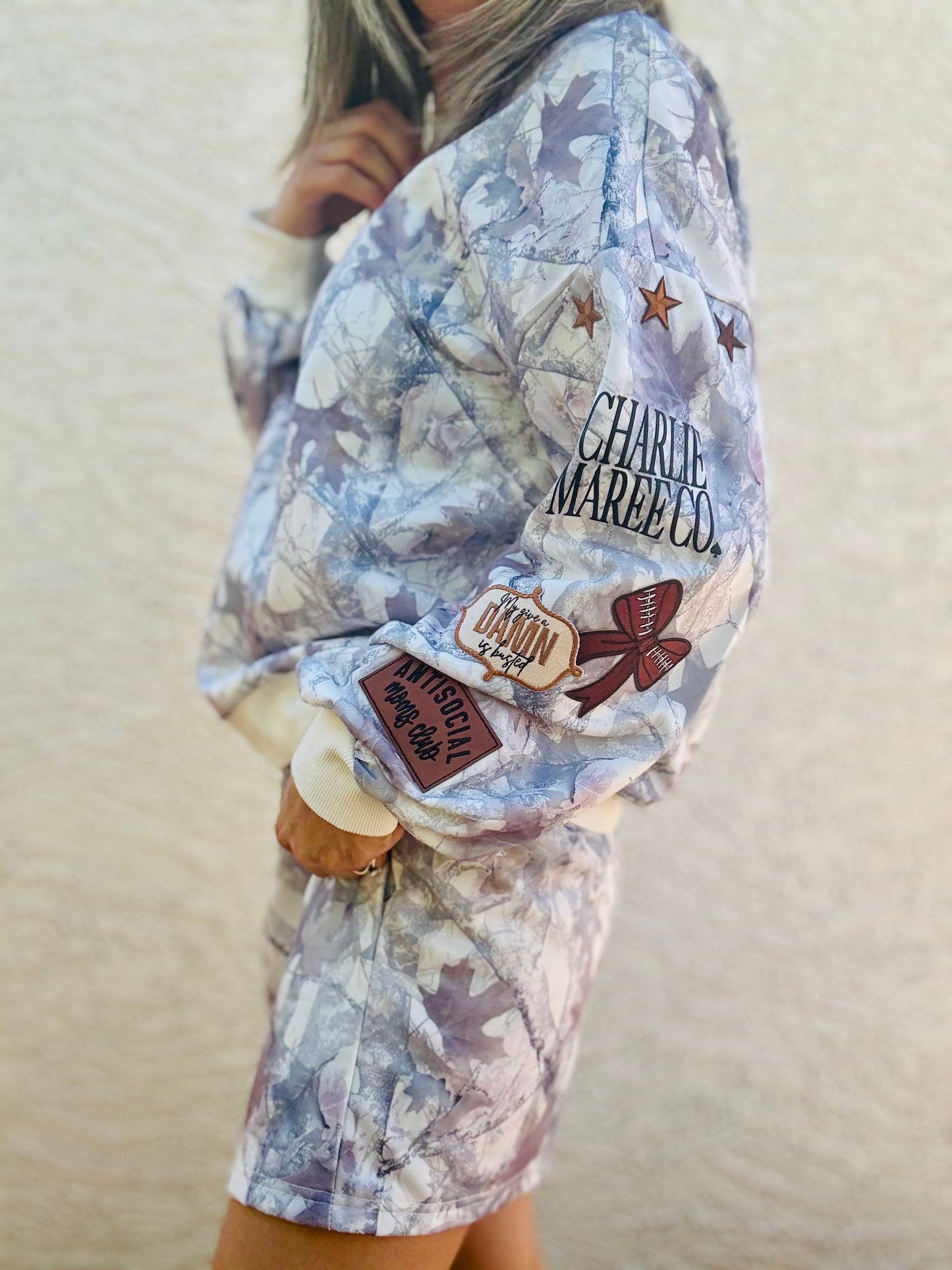 BBH-Camo Sweater & Short Set- anti social mom club +brown