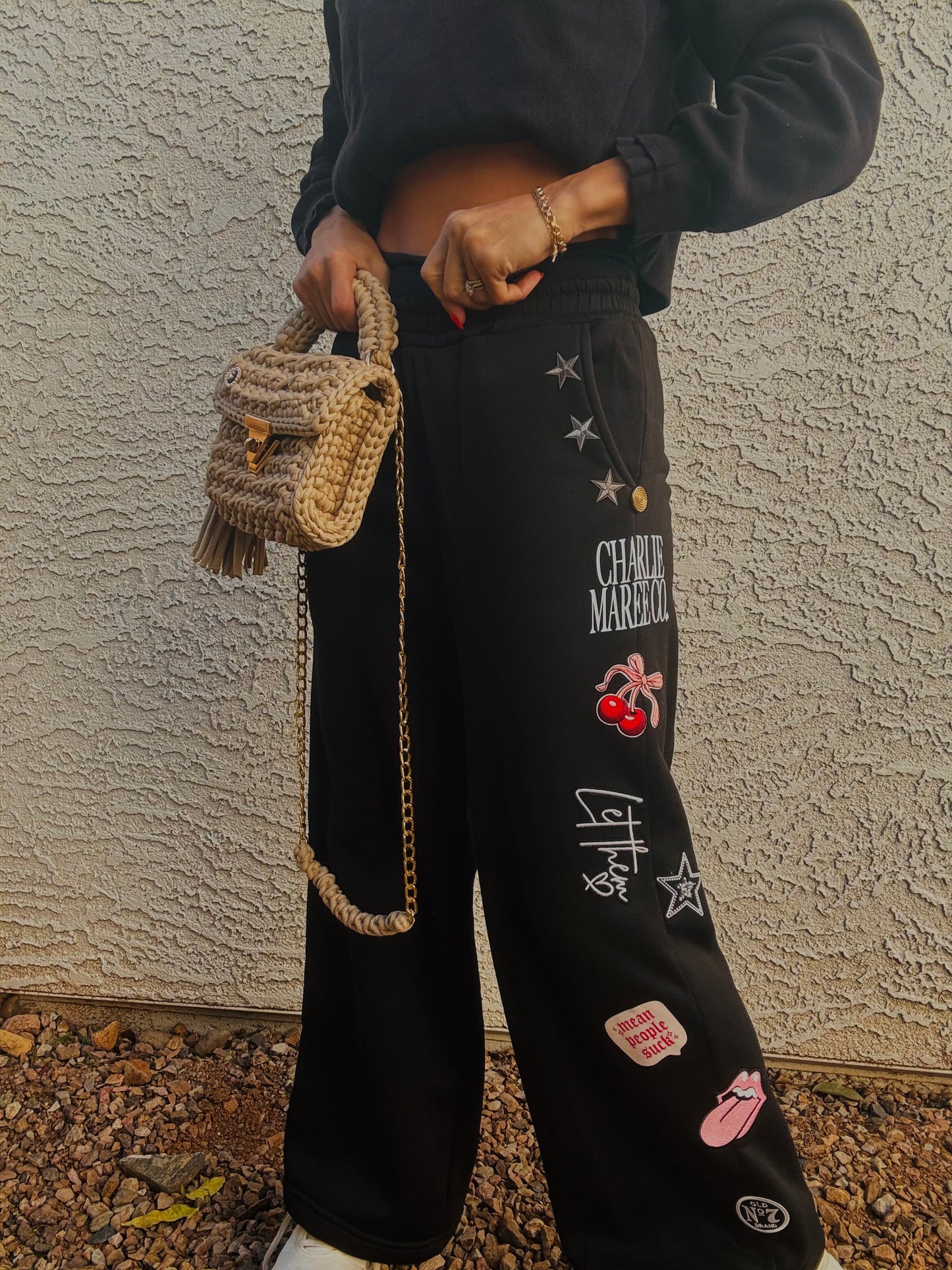 BBH-Button Betty Sweatpants- 1 BLACK