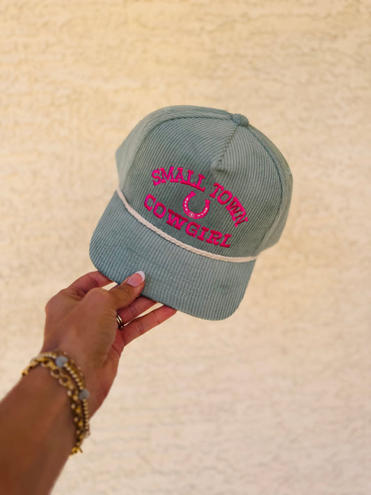 VT- small town, cowgirl+pink and sage +Premium Corduroy vintage SnapBack