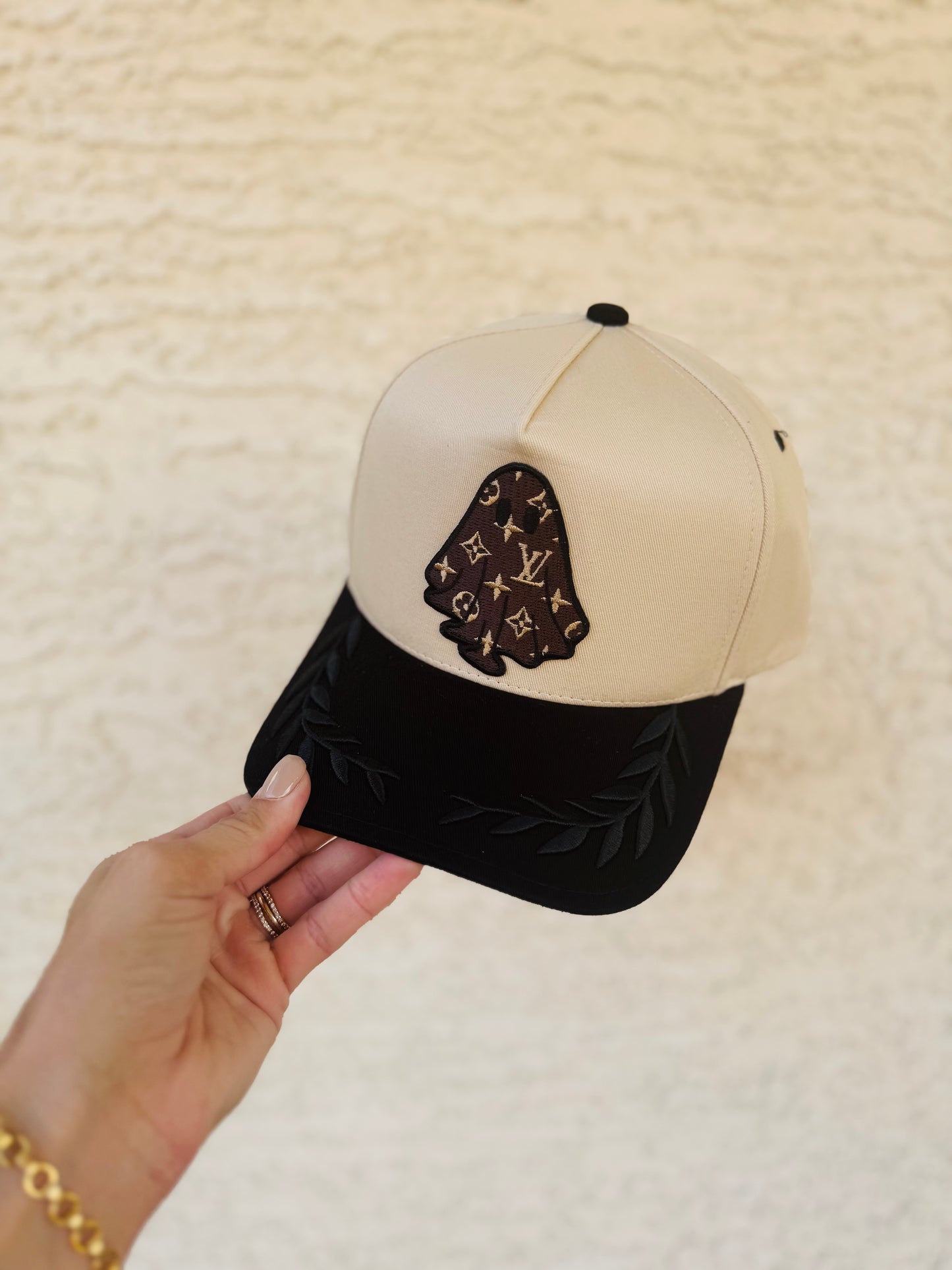 BOO-brown boojee ghost - black canvas premium embroidered bill