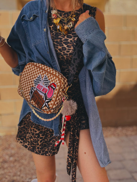 LF-RACE MOM-Wild ones -tan checkered OG *Page Bag*
