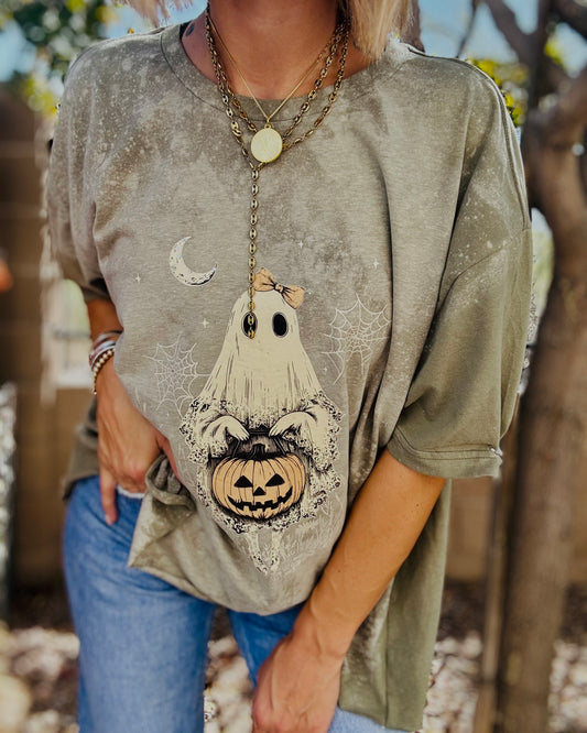 MD-vintage sweet ghost - DAD TEE XL LOOSE OPEN BACK CUT
