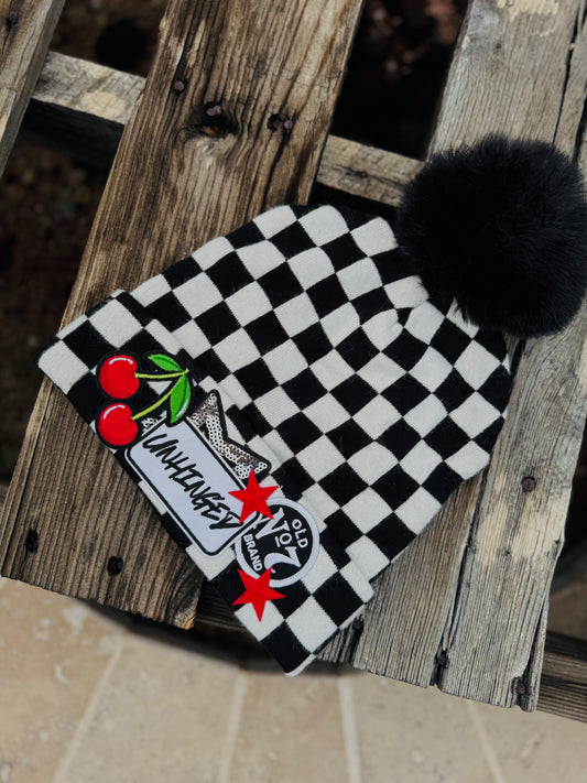 PB-LUX-unhinged #7-Checkered black Beanie