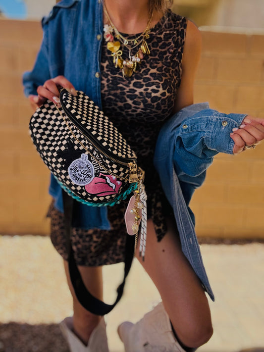 LF-wild soul have the day you deserve turquoise chain -black checkered OG+PHOENIX BAG