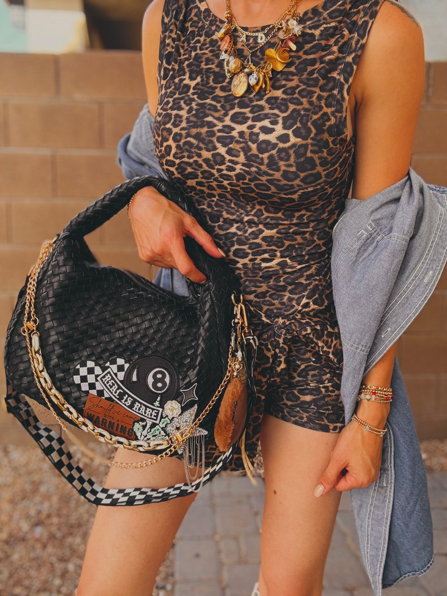LF- REAL IS RARE ++UPCYCLED CC BUTTON+ black bag*CHANDLER BAG**