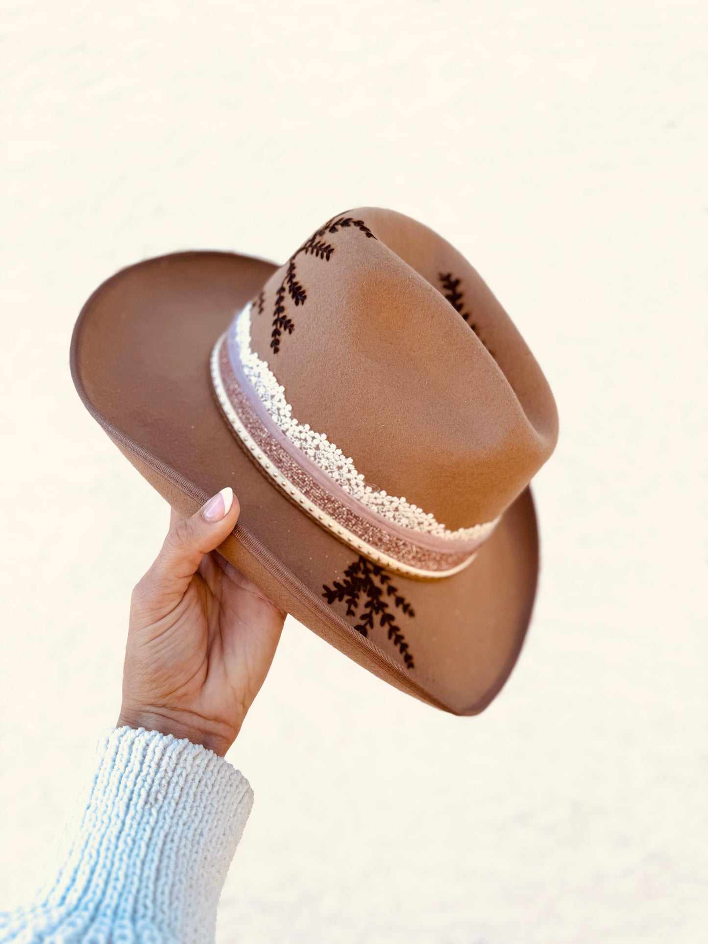 NU-Wild willow +Hand burned Taupe Coastal Mini   COWGIRL BRIM