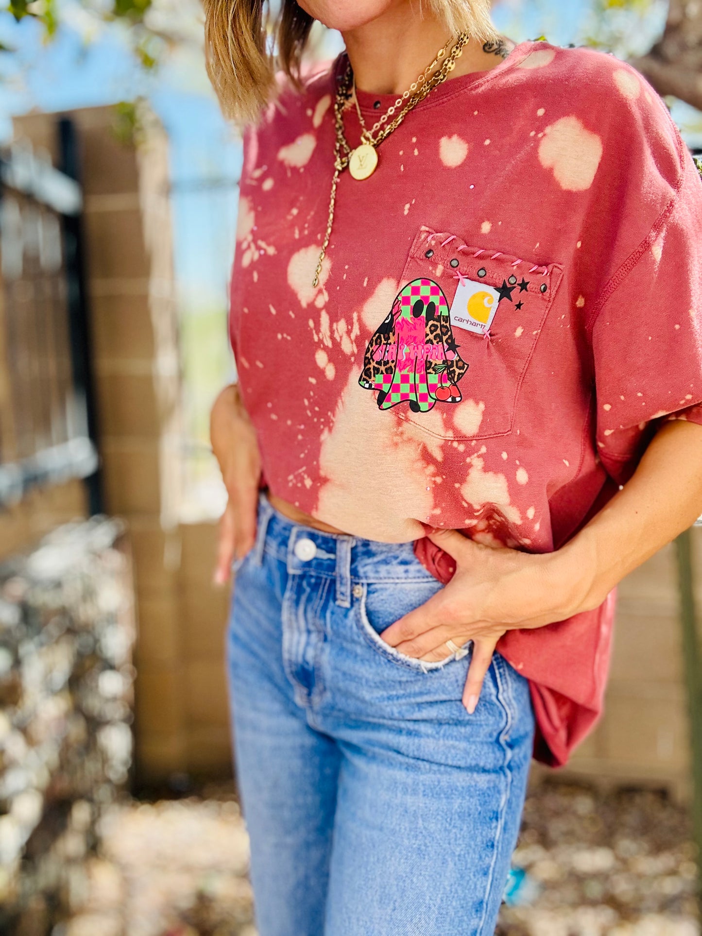 MD- stay weird ghostie mauve +HUSBAND POCKET SHIRT XL