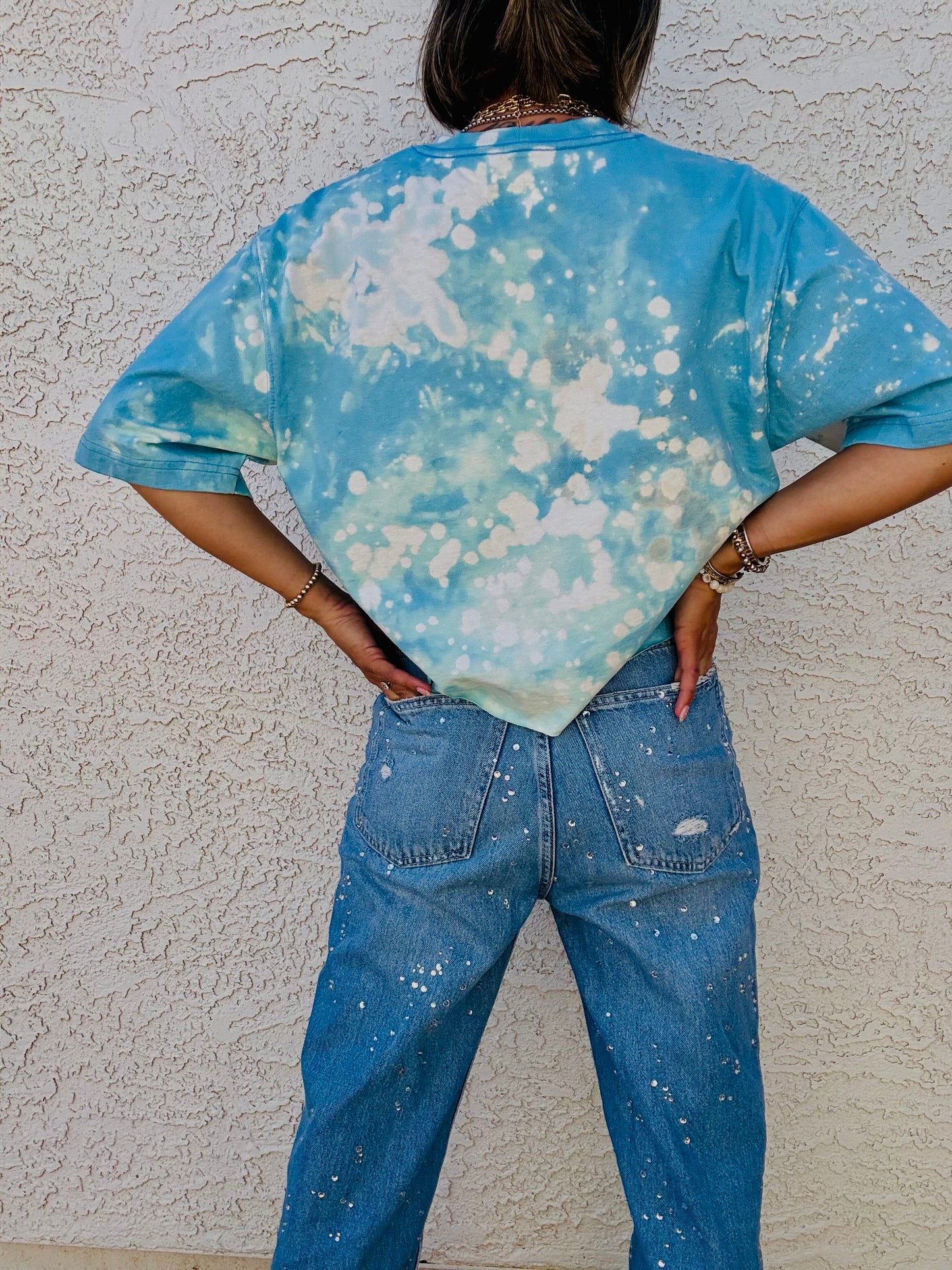 HD-sky blue silver DISTRESSED POCKET SHIRT - MENS MEDIUM