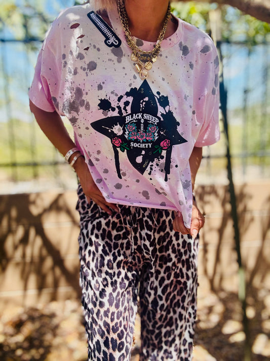 TEE-pink black sheep -DAD TEE LARGE