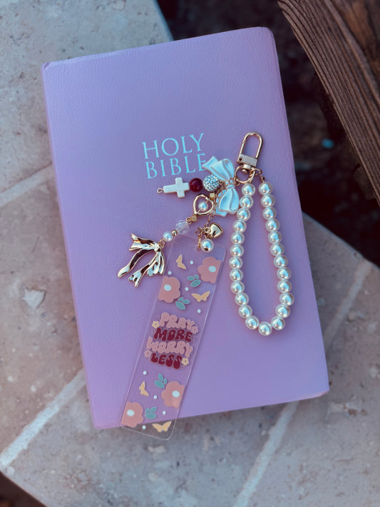 BBC-BIBLE VERSE +hand beaded+pray more worry less 1