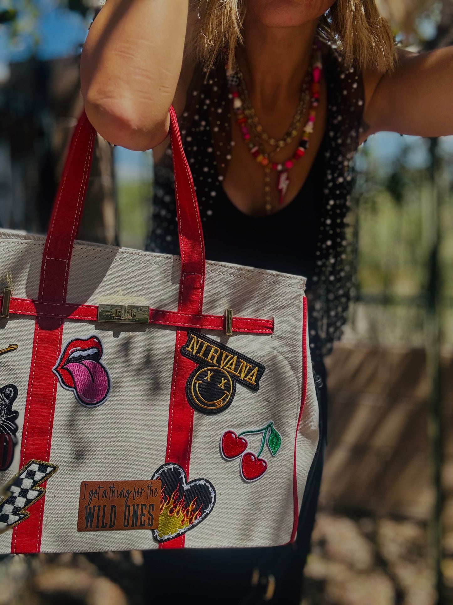 RTS-wild ones band groupie -Carry all  TOTE canvas- with satin lining interior