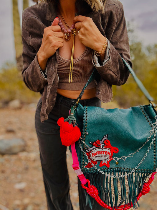 XO-Houston in the problem red bombshell- crossbody strap included** The Jerome**