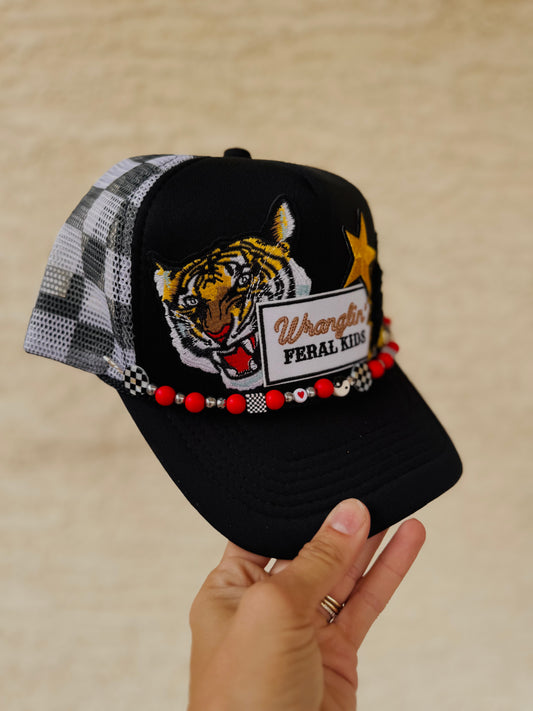 PT- WRANGLIN FERAL KIDS BLACK CHECKERED TIGER + HANDMADE CUSTOM CHUNK CHAIN!