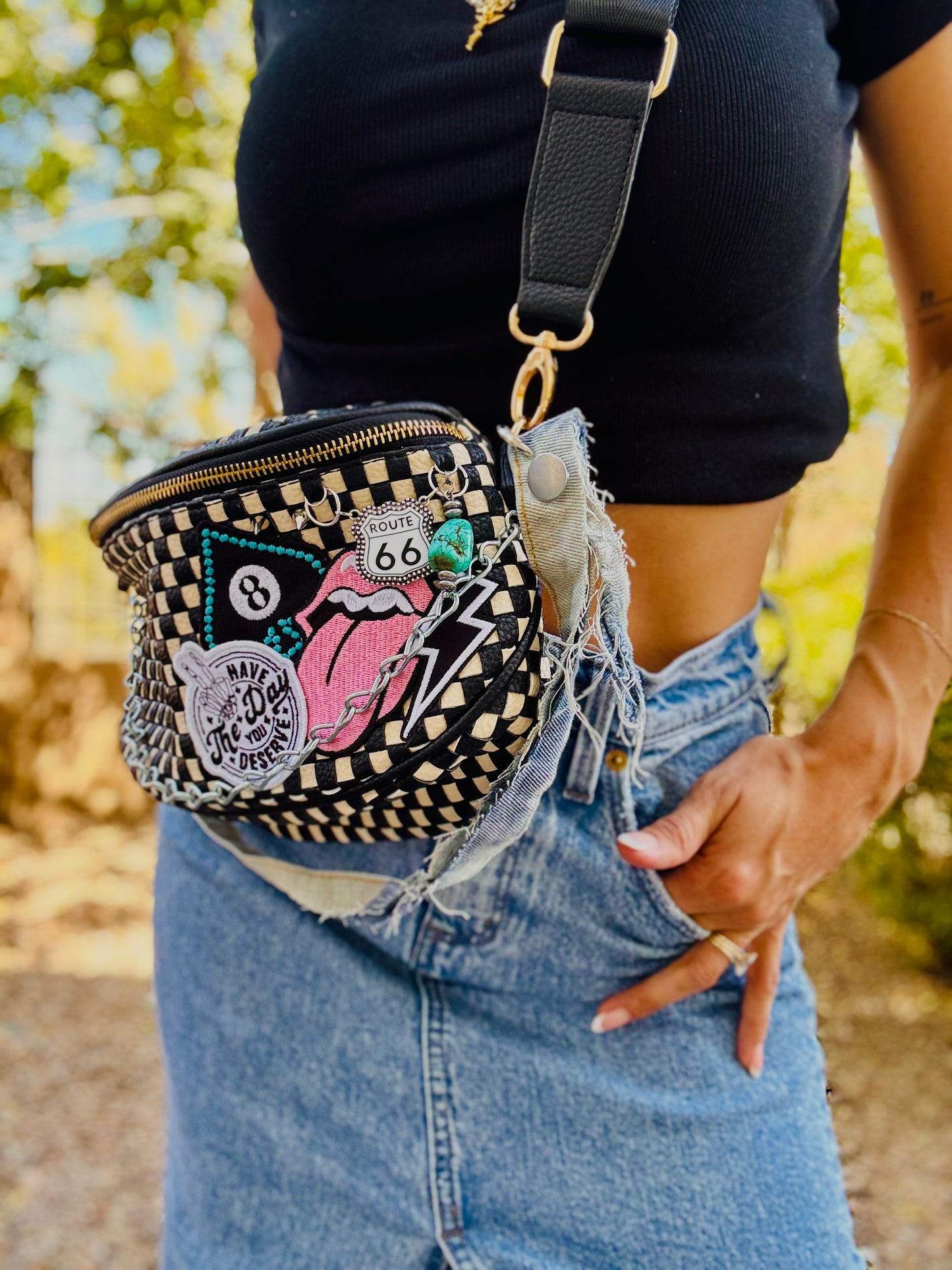 DM2-have the day you deserve Route 66 charm denim  +PHOENIX BAG