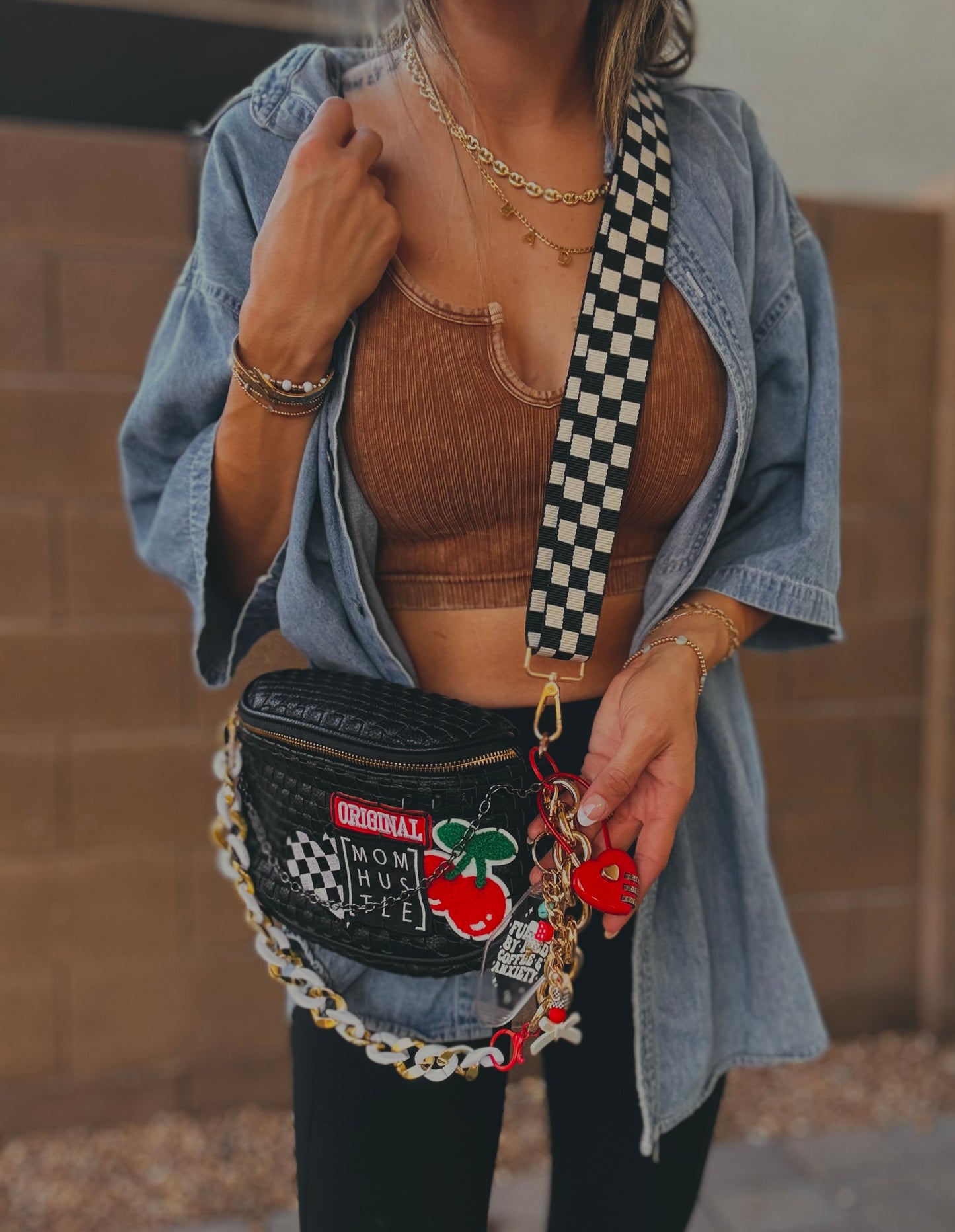 FC-original momhustle + upgraded checkered strap OG+PHOENIX BAG