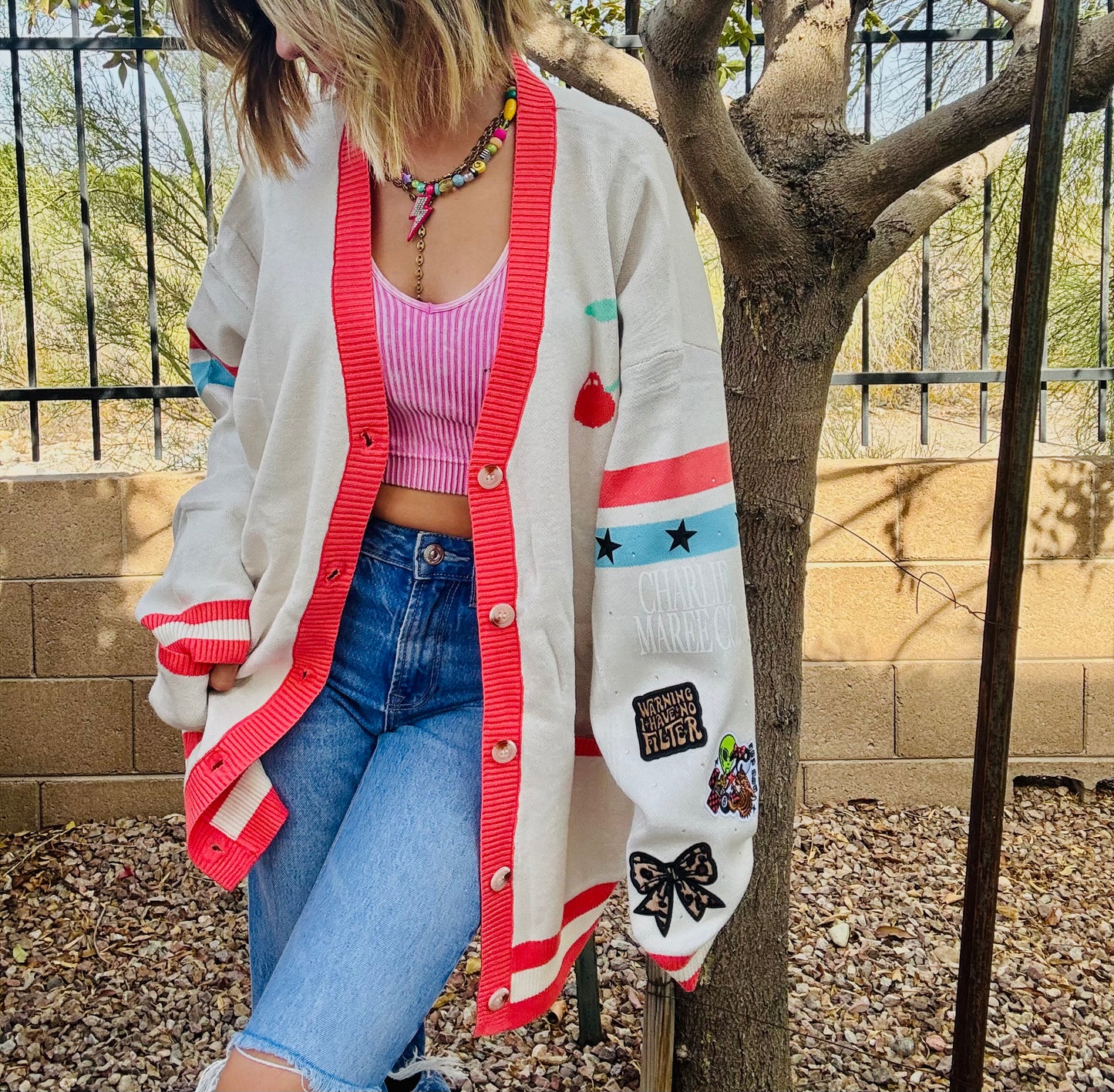 NC-CHERRY BOMBER CARDIGAN + warning I have no filter, alien and tiger+ XL