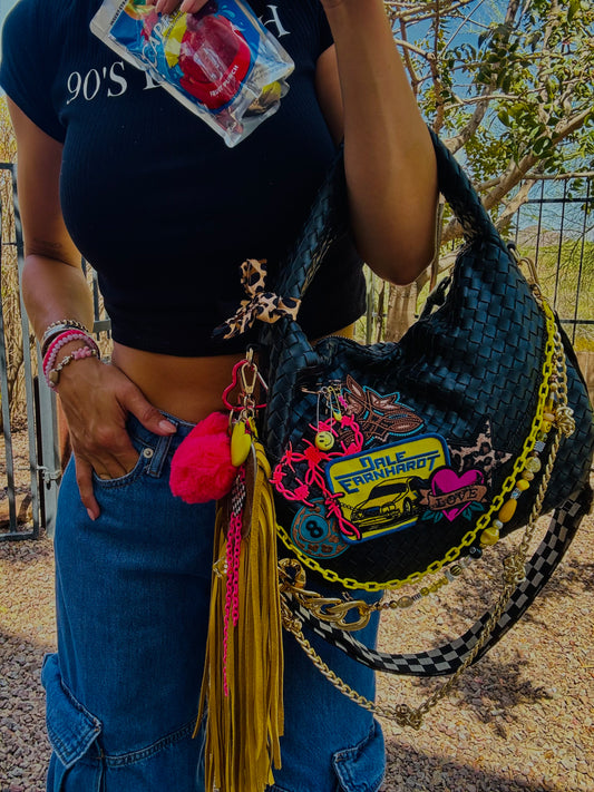 CC- race neon baddie  GENUINE LEATHER CACTUS FRINGE + CHANDLER BAG* comes with 2 straps worn 3 ways