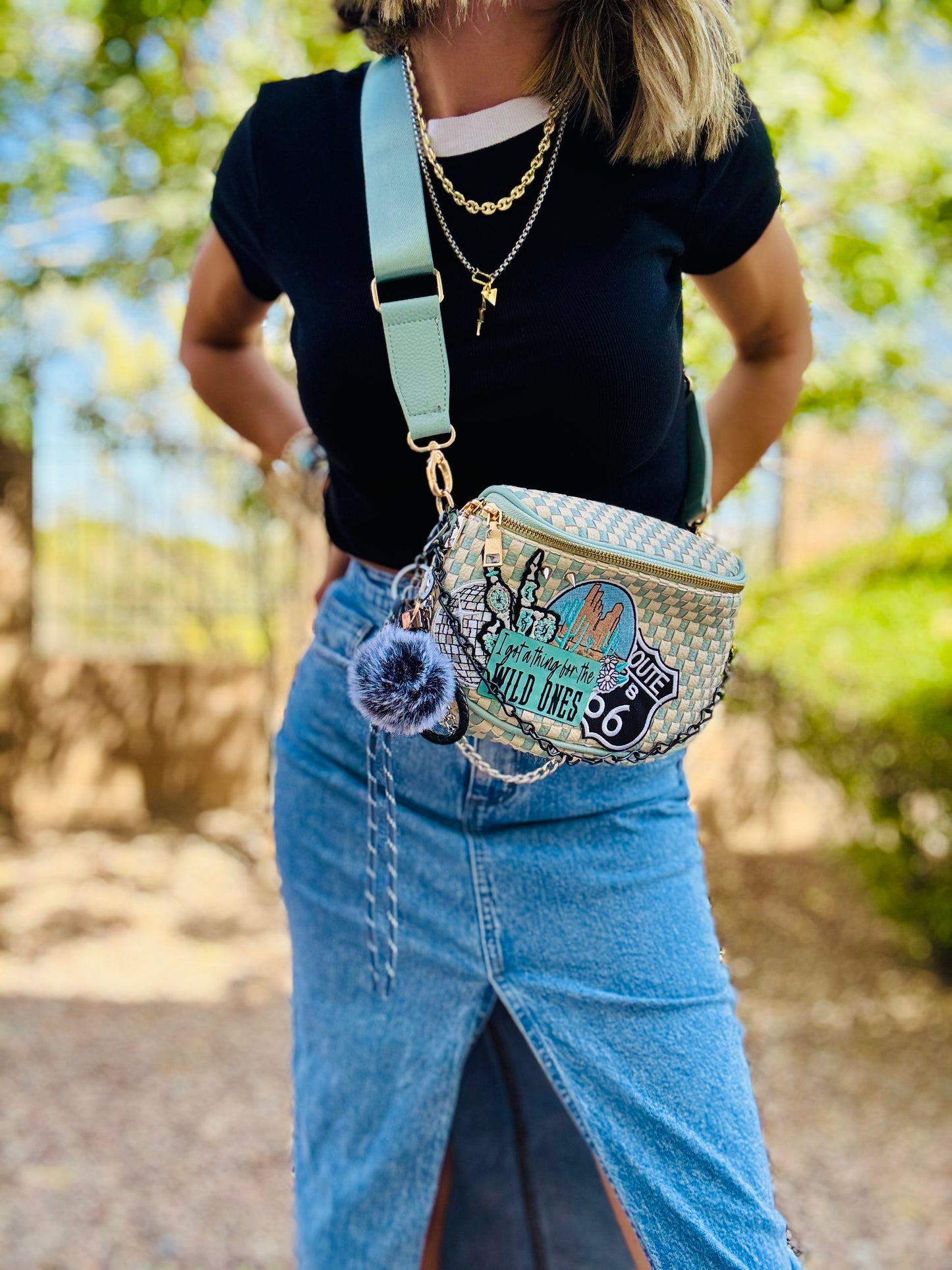 DM2-thing for the wild ones+ PHOENIX BAG limited edition teal and crème checkered