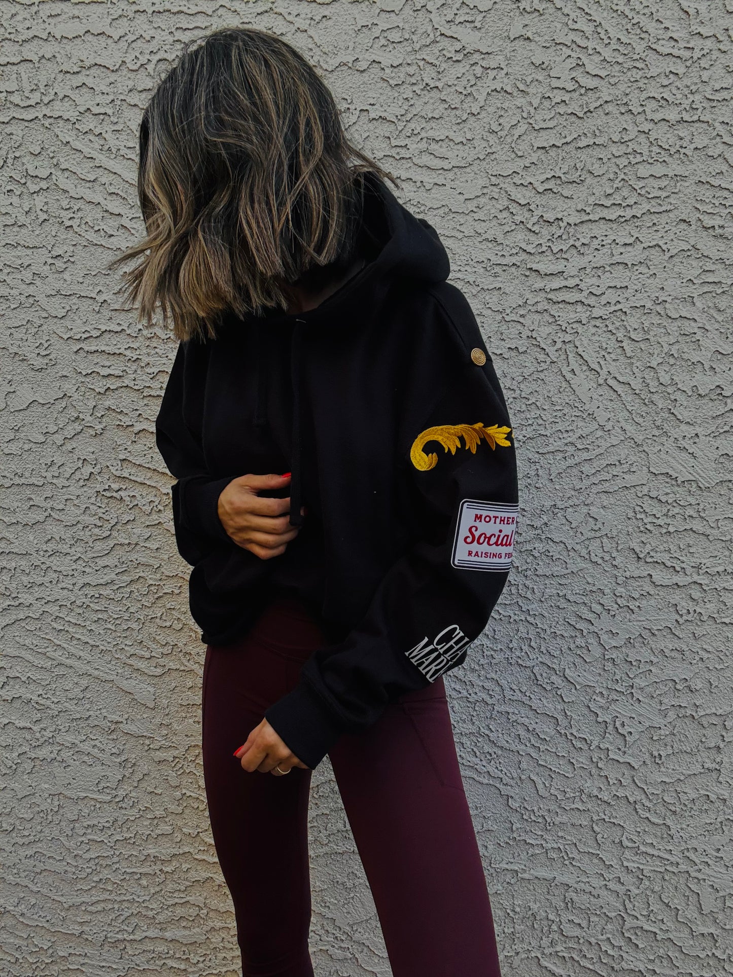 BBH-Betty Button Hoodie-Black motherhood social club