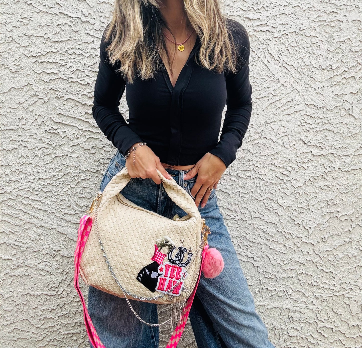 AM-yee haw buffalo concho *CHANDLER BAG**oatmeal
