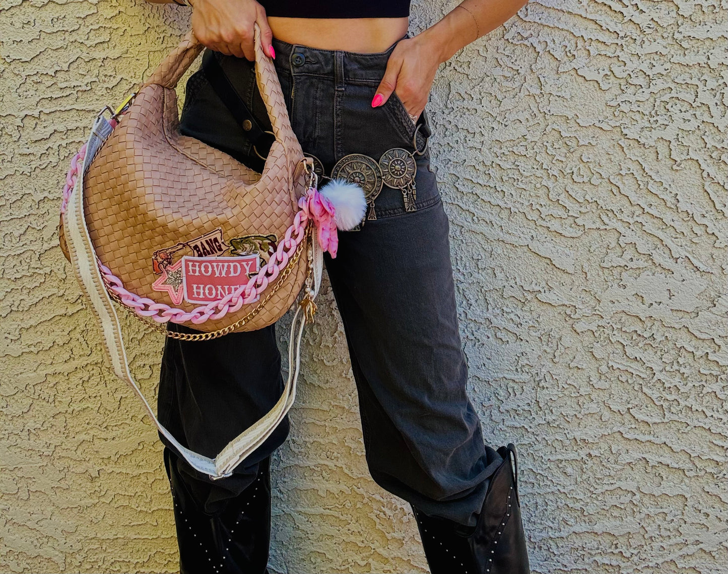 BBBC-HOWDY HONEY PINK BANG BANG *CHANDLER BAG**CREAM