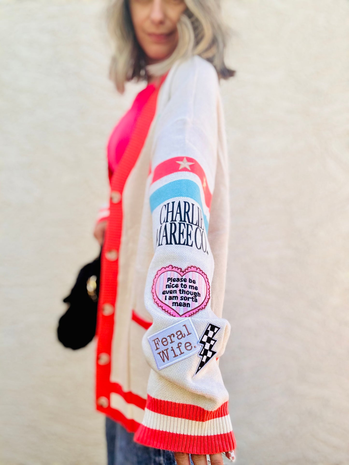 BBH-CHERRY BOMBER CARDIGAN + feral wife +￼ CM CO. babes