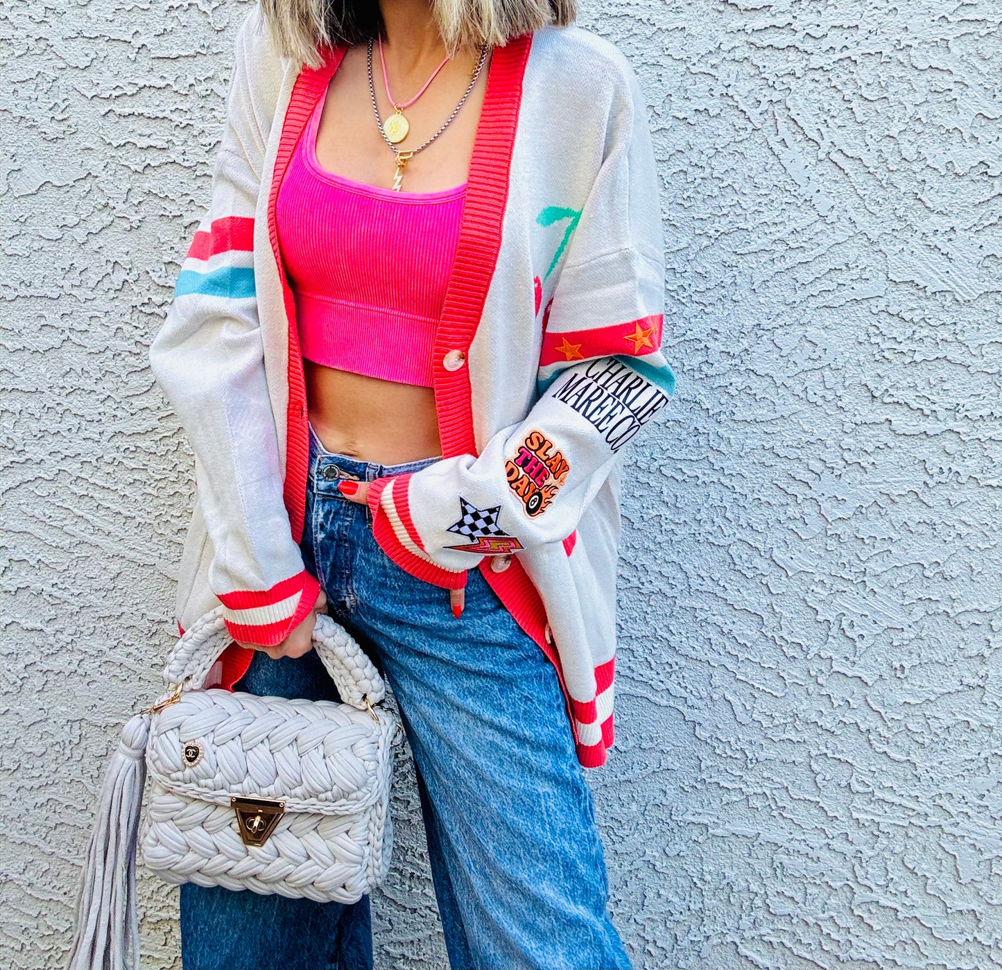 BBH-CHERRY BOMBER CARDIGAN +slay the day -CM CO. babes