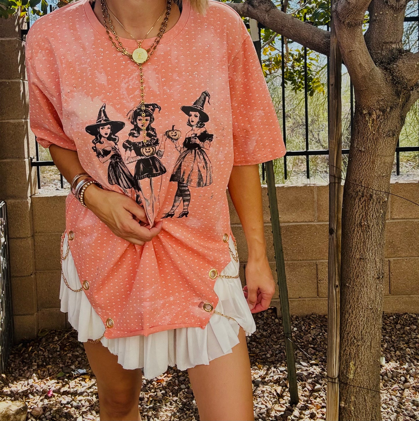 MD-vintage witchy women - DAD TEE LARGE original length with seem off