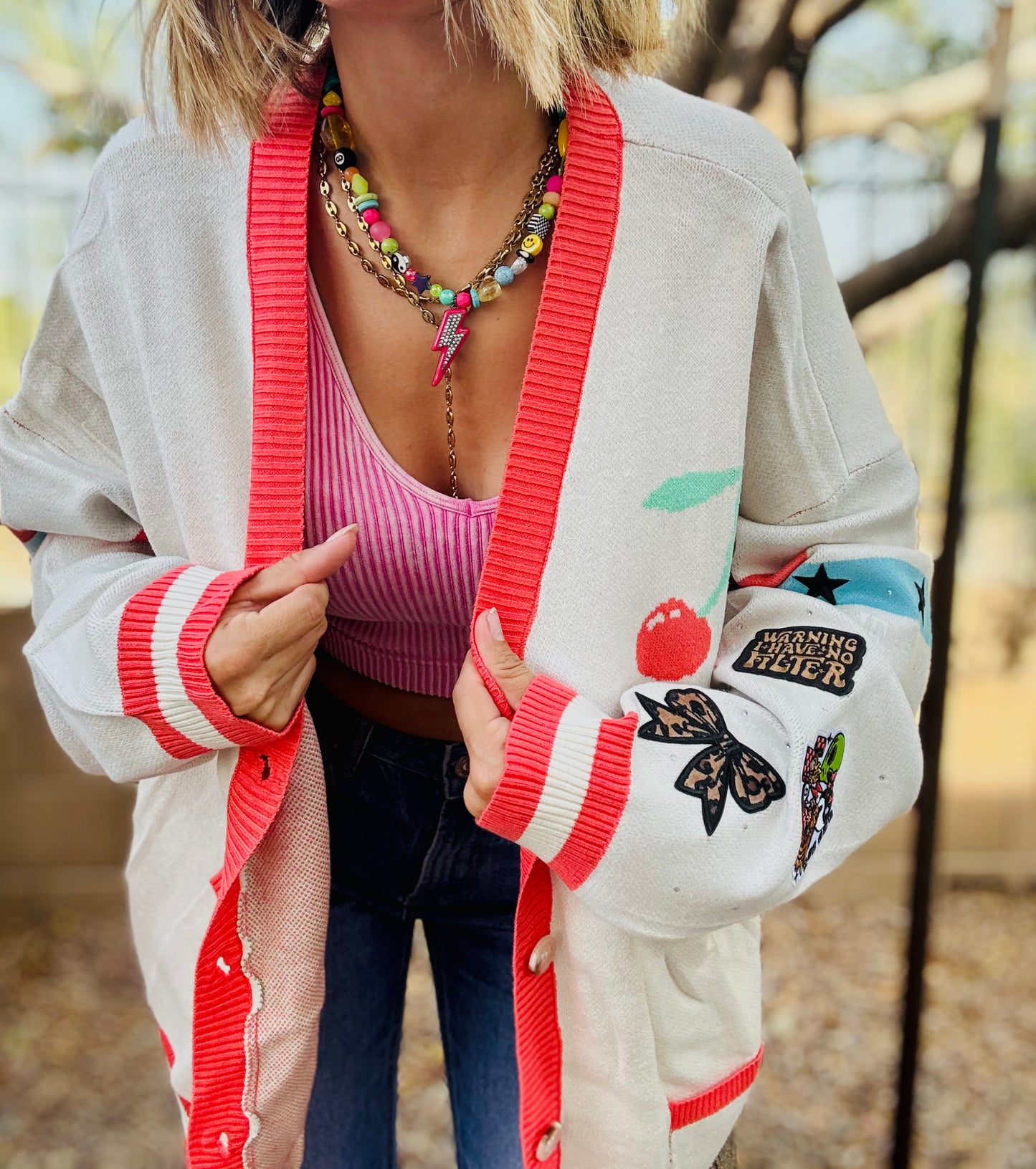 NC-CHERRY BOMBER CARDIGAN + warning I have no filter, alien and tiger+ XL