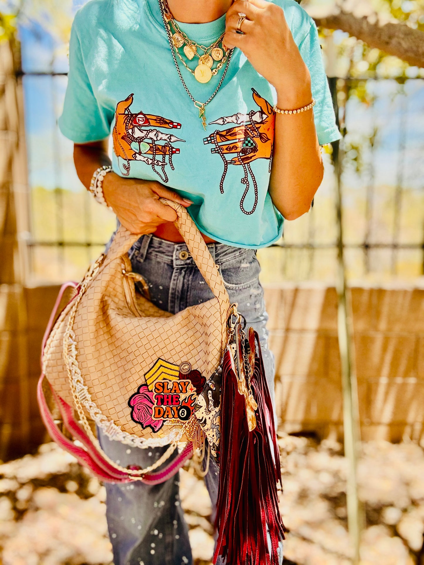 SAT-slay the day handmade cowhide cactus fringe + CHANDLER BAG* comes with 2 straps worn 3 ways