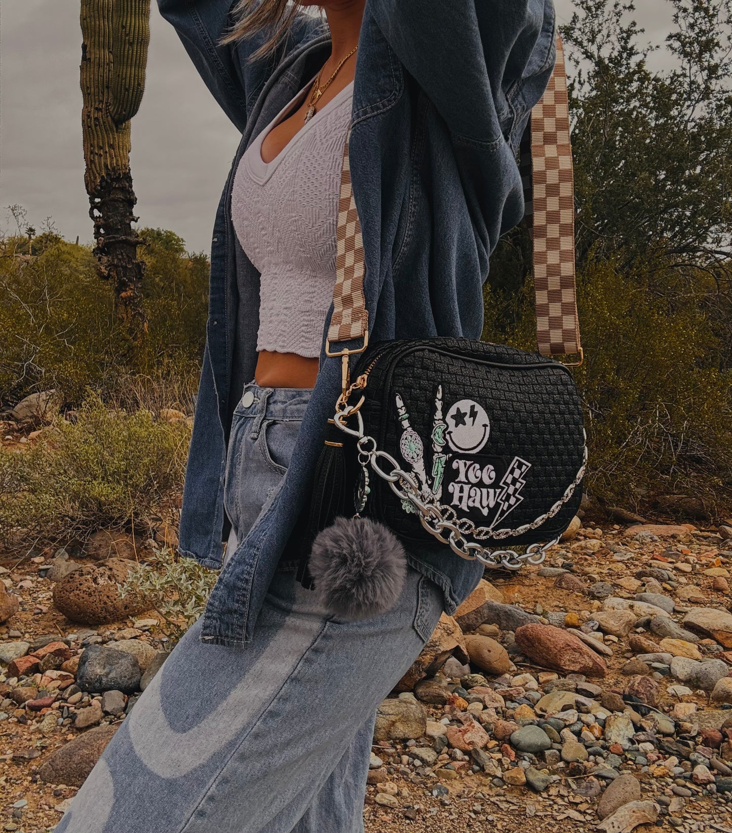 NY - YEE HAW TURQUOISE BADDIE-black OG *Page Bag*2 straps included