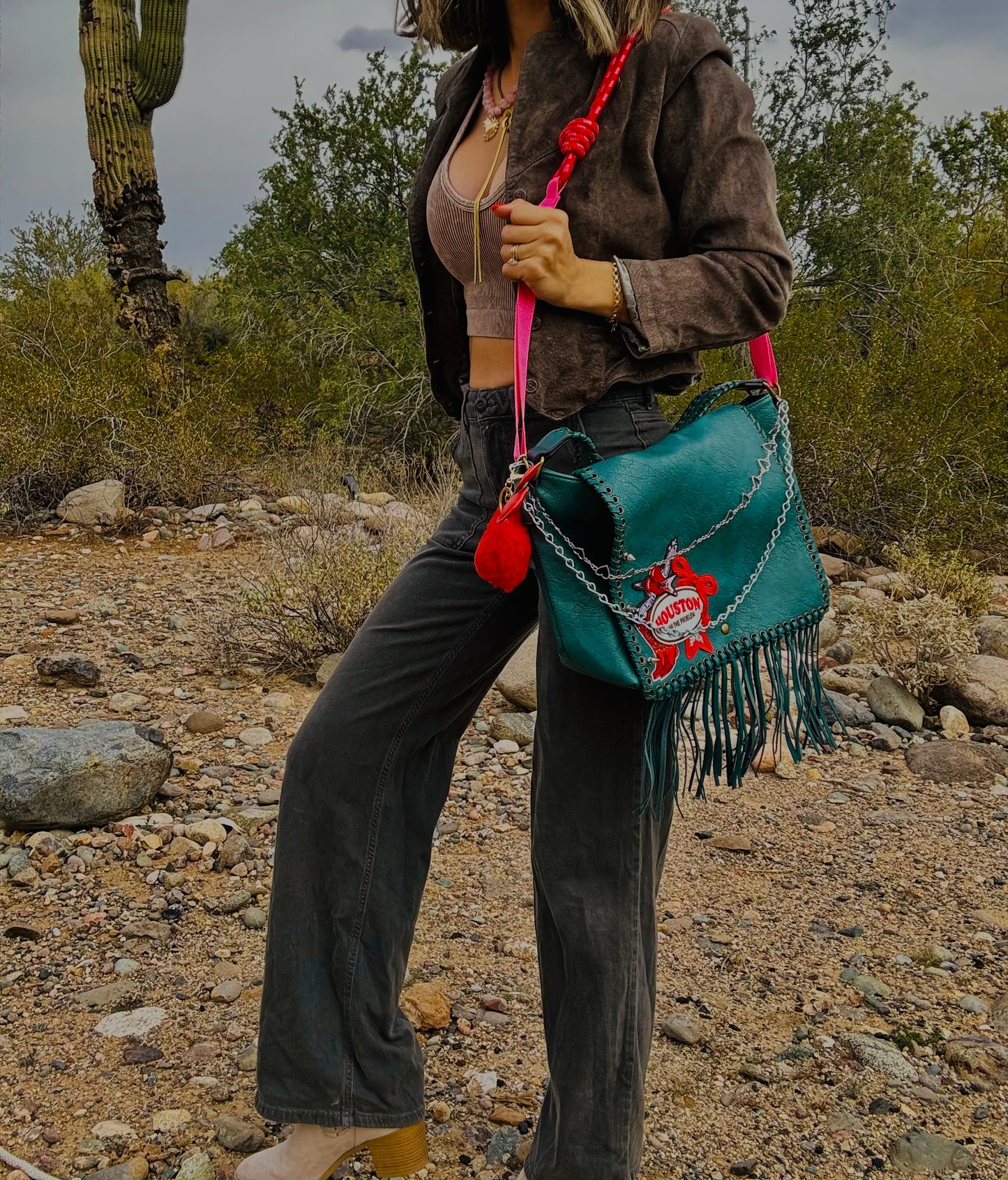 XO-Houston in the problem red bombshell- crossbody strap included** The Jerome**